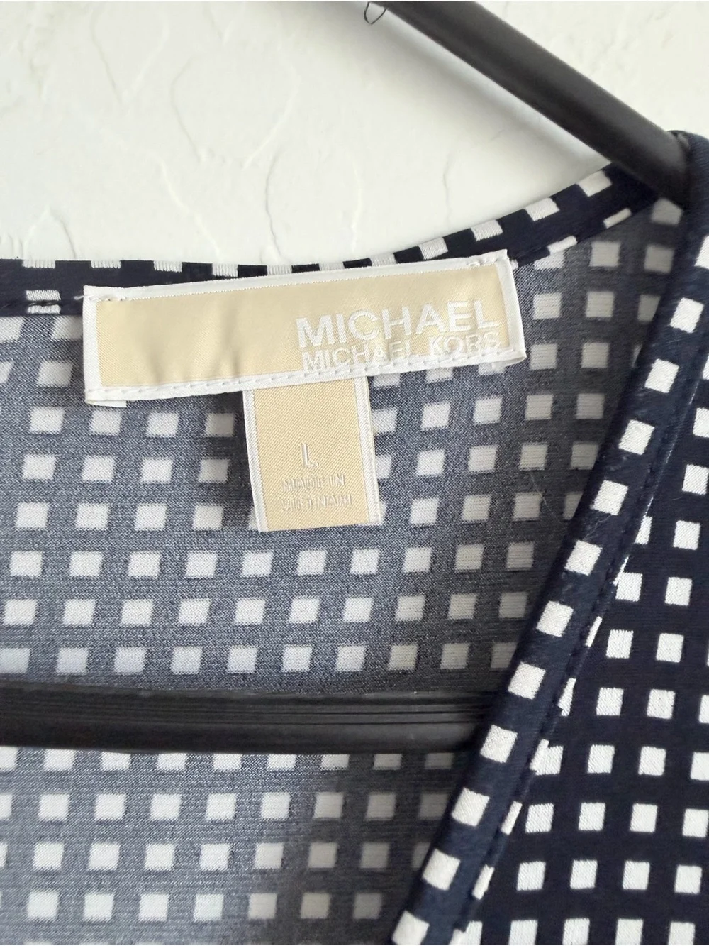 Michael Kors Black and White Polka Dot Long-Sleeve Fit & Flare Dress